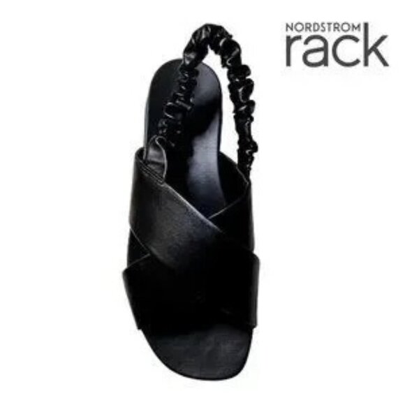 Women's Black Open Toe Stretchy Slingback Sleek Platform‎ sandal NWB - Picture 1 of 13